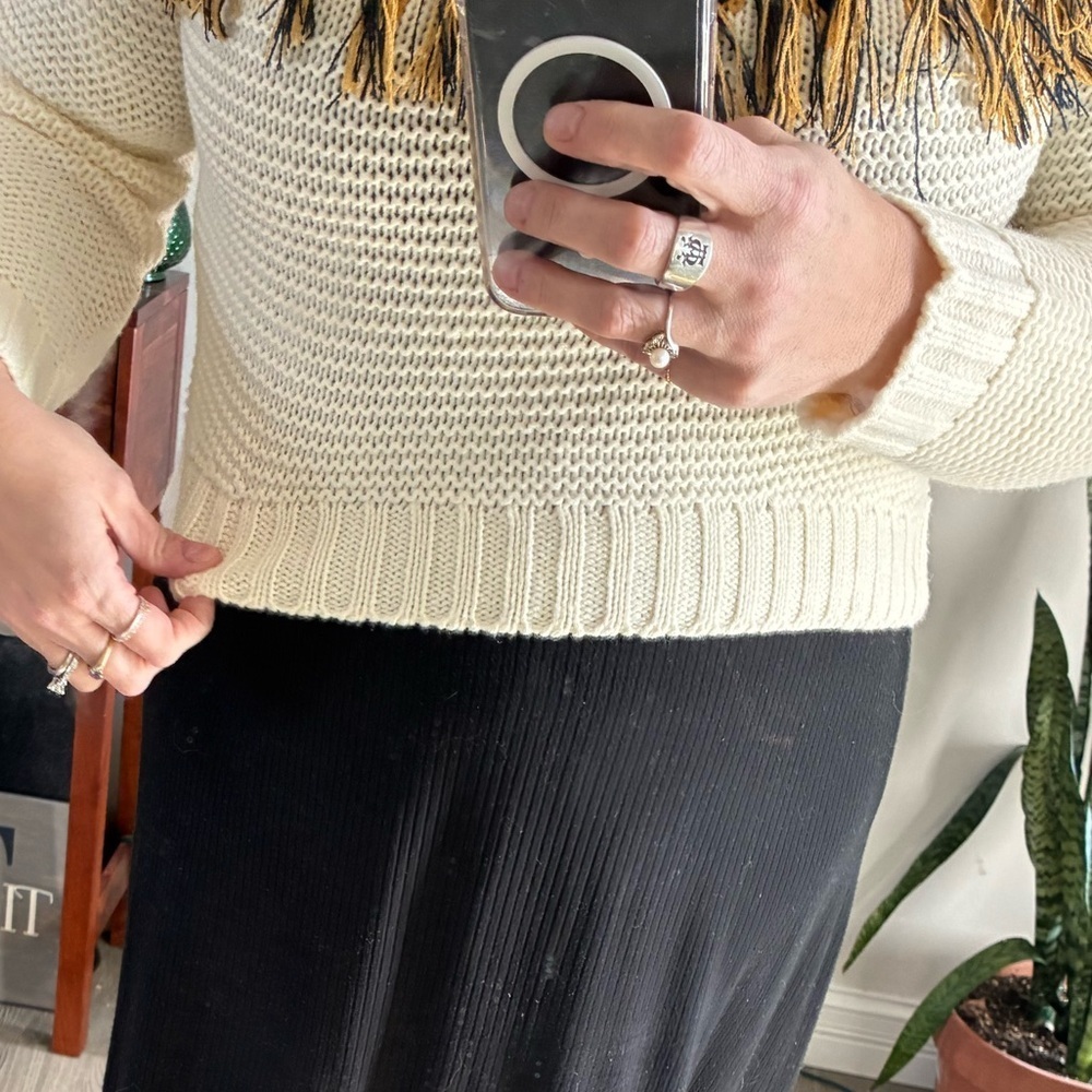 Charlotte Russe Cream and Yellow/blue Knit sweater - Picture 6 of 7